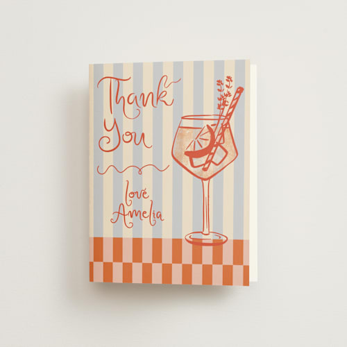 This is a citrus bridal shower thank you cards with standard by Jenna Holcomb called spritz printing on strathmore in standard