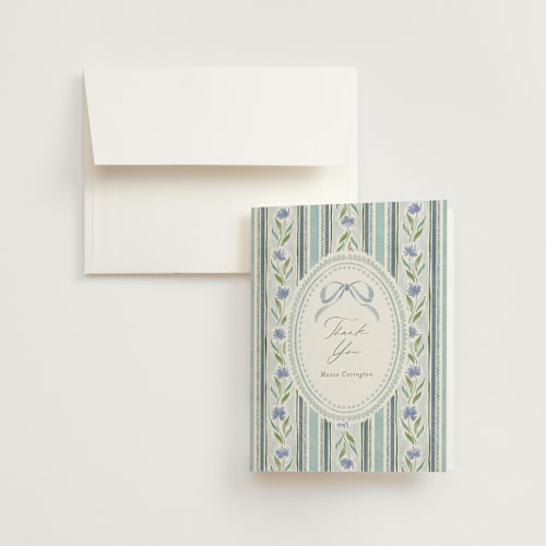 This is a cotswolds bridal shower thank you cards with standard by Jackie Crawford called wildflower ribbon printing on strathmore in standard