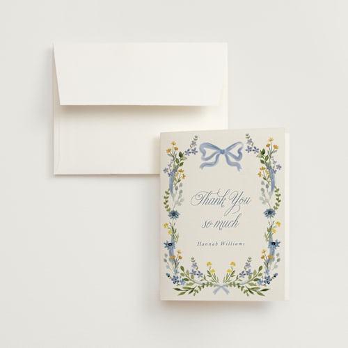 This is a bluebell bridal shower thank you cards with standard by Petra Kern called hand painted printing on strathmore in standard