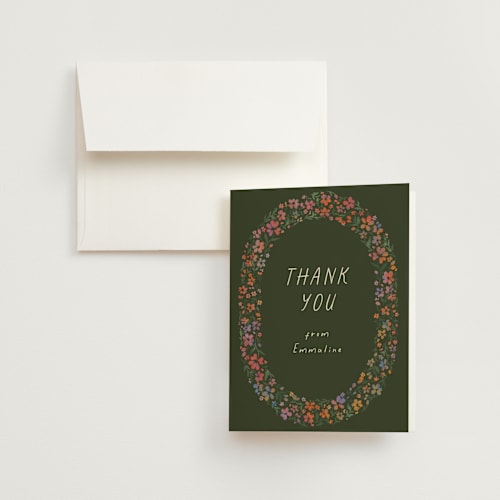This is a confetti bridal shower thank you cards with standard by 2birdstone called wildflowers printing on strathmore in standard