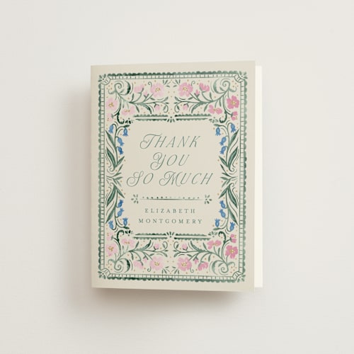 This is a evergreen bridal shower thank you cards with standard by Petra Kern called book cover printing on strathmore in standard