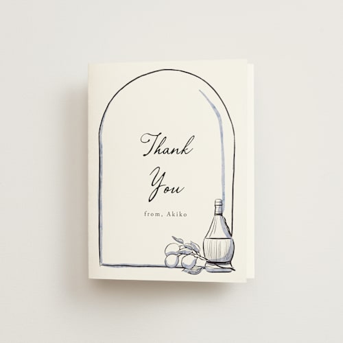 This is a powder blue bridal shower thank you cards with standard by Becky Nimoy called blue chianti printing on strathmore in standard