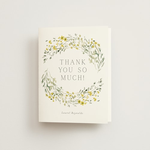 This is a sunflower bridal shower thank you cards with standard by Petra Kern called in the full bloom printing on strathmore in standard
