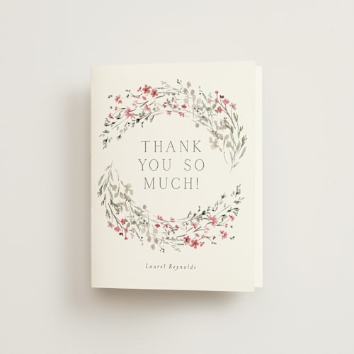 This is a rose bridal shower thank you cards with standard by Petra Kern called in the full bloom printing on strathmore in standard