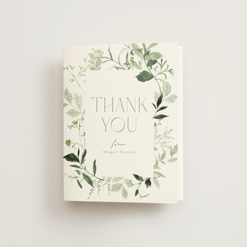 This is a meadow bridal shower thank you cards with standard by Everett Paper Goods called verde printing on strathmore in standard