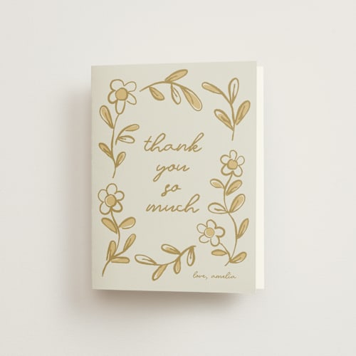 This is a sunflower bridal shower thank you cards with standard by Kelly Watkins called blooming printing on strathmore in standard