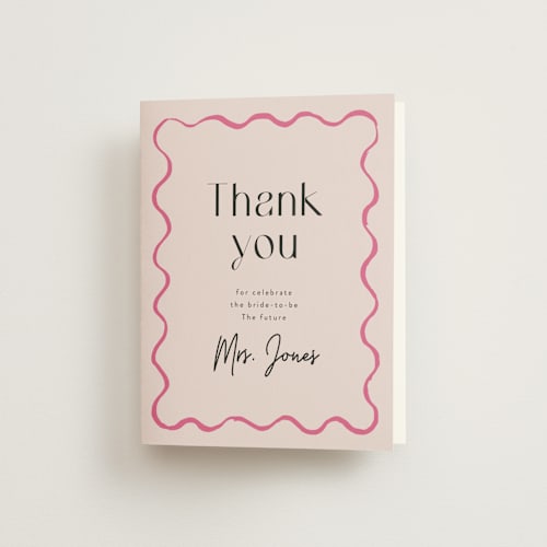 This is a rosebud bridal shower thank you cards with standard by Cass Loh called handdrawn wavy frame printing on strathmore in standard