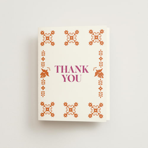 This is a gumdrop bridal shower thank you cards with standard by Eva Tadros called let's fiesta printing on strathmore in standard