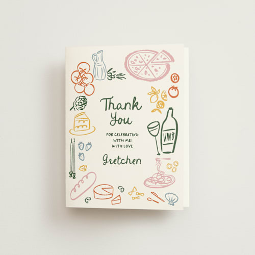 This is a basil bridal shower thank you cards with standard by Jenna Holcomb called that's amore. printing on strathmore in standard