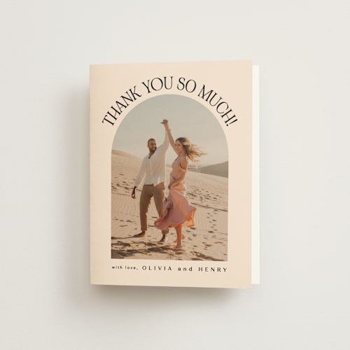 This is a desert bridal shower thank you cards with standard by Creo Study called shower arch printing on strathmore in standard