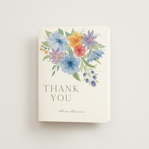 This is a chamomile bridal shower thank you cards with standard by Paper Sun Studio called tea party printing on strathmore in standard