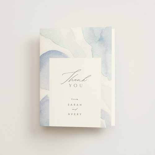 This is a lagoon bridal shower thank you cards with standard by Creo Study called flow printing on strathmore in standard