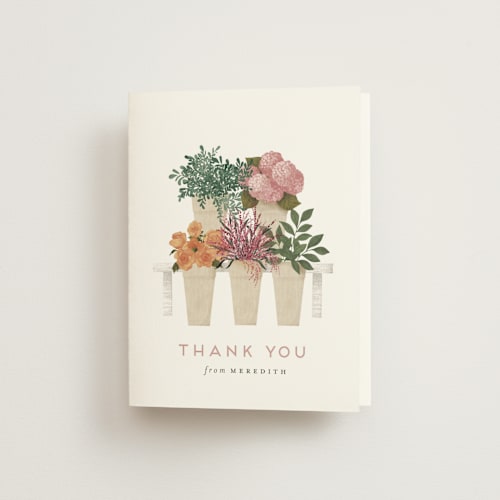 This is a bright bridal shower thank you cards with standard by Heather Cairl called flower bar printing on strathmore in standard