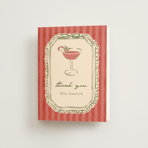 This is a candy cane bridal shower thank you cards with standard by Susan Zinader called cheers to you printing on strathmore in standard