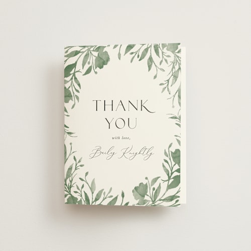 This is a meadow bridal shower thank you cards with standard by Melanie Kosuge called hyde park printing on strathmore in standard
