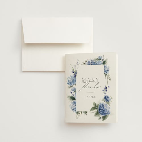 This is a sky bridal shower thank you cards with standard by Kate Ahn called english garden printing on strathmore in standard