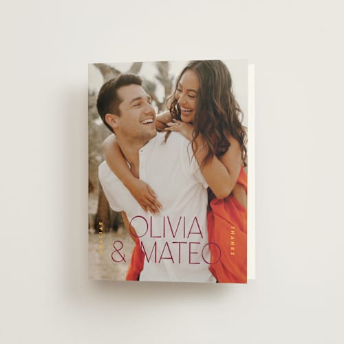 This is a caliente wedding thank you cards with standard by Owl and Toad called amor printing on strathmore in standard