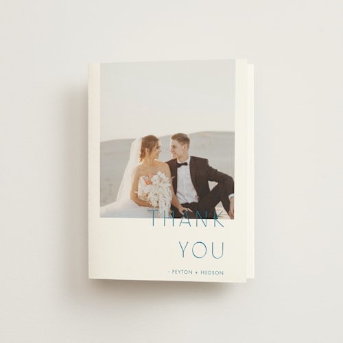 This is a capri wedding thank you cards with standard by Blustery August called juniper printing on strathmore in standard