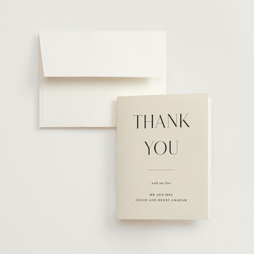 This is a onyx wedding thank you cards with standard by Monika Konieczna called simple elegance printing on strathmore in standard