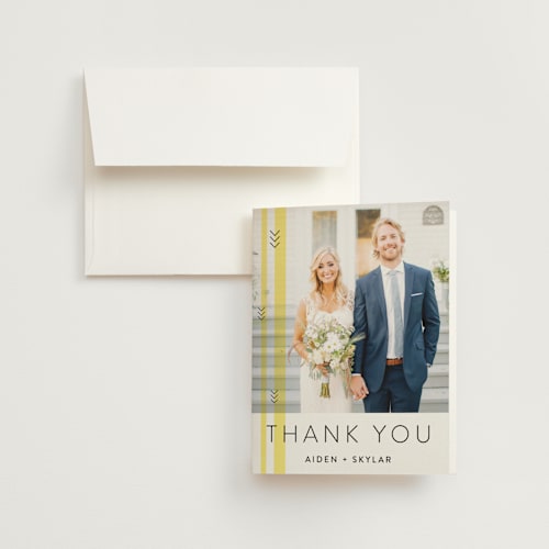 This is a lemon wedding thank you cards with standard by Owl and Toad called direction printing on strathmore in standard