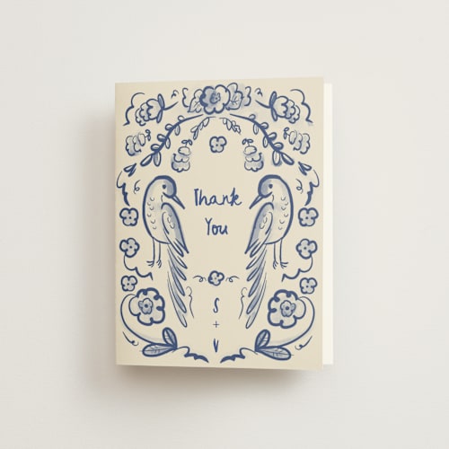 This is a marseille bleu wedding thank you cards with standard by Ani Somi called santa catalina printing on strathmore in standard