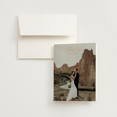 This is a moonstone wedding thank you cards with standard by Cass Loh called boho chic printing on strathmore in standard