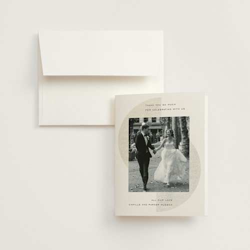 This is a stone wedding thank you cards with standard by Jackie Crawford called camille printing on strathmore in standard