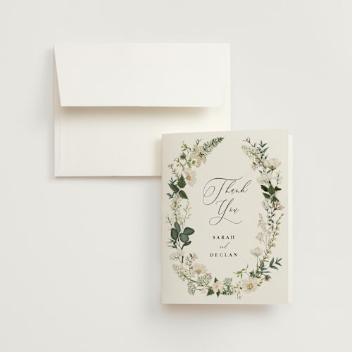 This is a opal wedding thank you cards with standard by Susan Moyal called lilac bloom printing on strathmore in standard