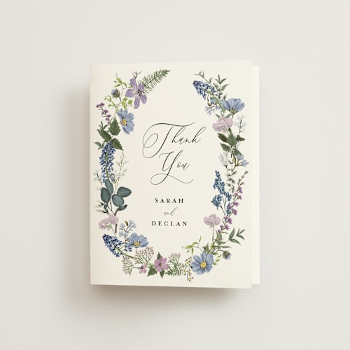 This is a lavender wedding thank you cards with standard by Susan Moyal called lilac bloom printing on strathmore in standard