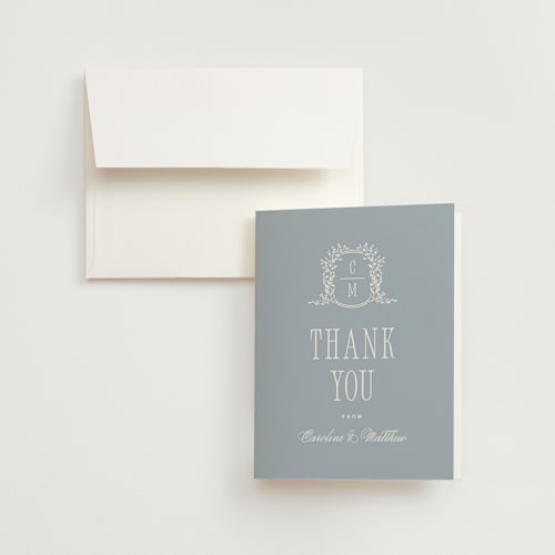 This is a powder wedding thank you cards with standard by Erin L. Wilson called hartford printing on strathmore in standard