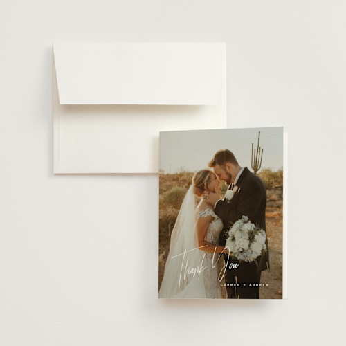 This is a mint wedding thank you cards with standard by Michelle Taylor called signature script printing on strathmore in standard