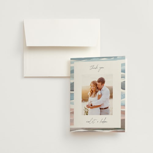 This is a beachy wedding thank you cards with standard by Pixel and Hank called waves printing on strathmore in standard