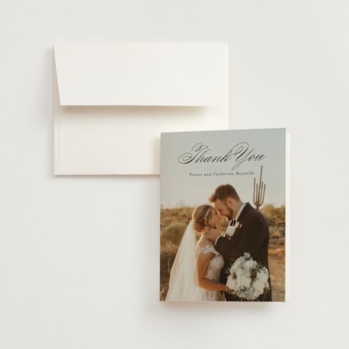 This is a snow wedding thank you cards with standard by Brandy Folse called classically elegant printing on strathmore in standard