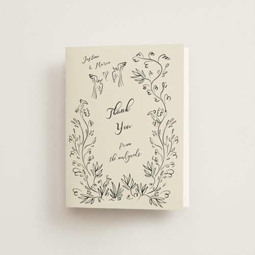This is a ivory wedding thank you cards with standard by Ani Somi called sundaland gardens printing on strathmore in standard