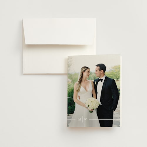 This is a cotton wedding thank you cards with standard by Jennifer Postorino called align printing on strathmore in standard