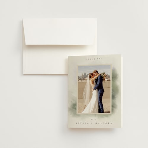 This is a moss wedding thank you cards with standard by Hannah Williams called hillside printing on strathmore in standard