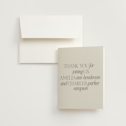 This is a stone wedding thank you cards with standard by Ashlee Townsend called modernique printing on strathmore in standard