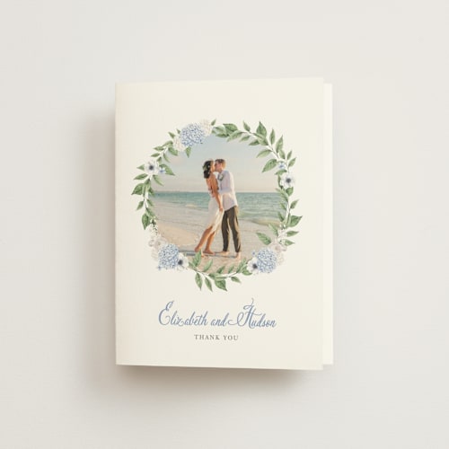 This is a periwinkle wedding thank you cards with standard by Design Lotus called sweethearts printing on strathmore in standard