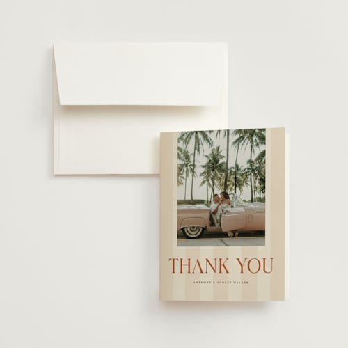 This is a butter wedding thank you cards with standard by Pixel and Hank called ambrosial printing on strathmore in standard