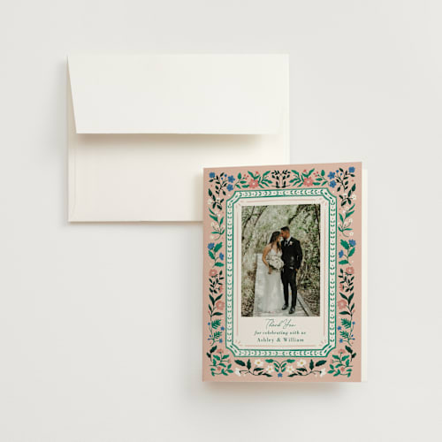 This is a petal wedding thank you cards with standard by Elly called le jardin printing on strathmore in standard