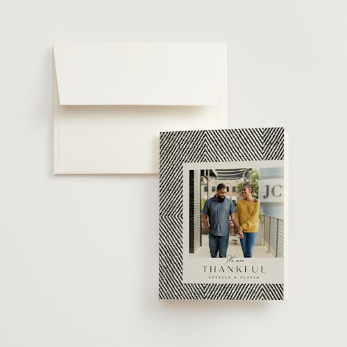 This is a noir wedding thank you cards with standard by FRANI called elegant ethno printing on strathmore in standard