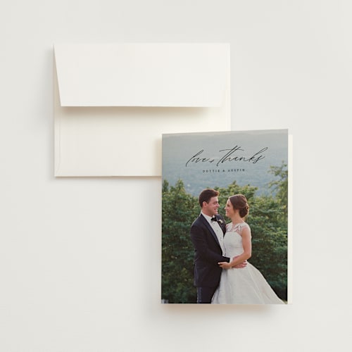 This is a dove wedding thank you cards with standard by Olivia Kanaley Inman called daybreak printing on strathmore in standard