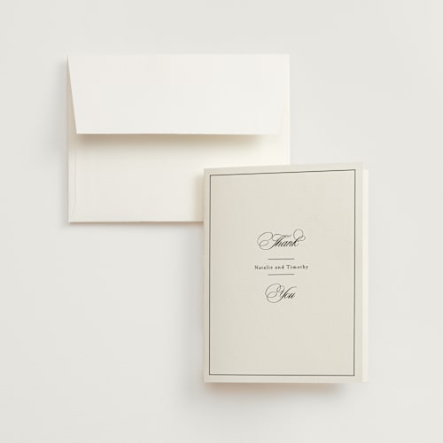This is a noir wedding thank you cards with standard by Kimberly FitzSimons called sincerity printing on strathmore in standard