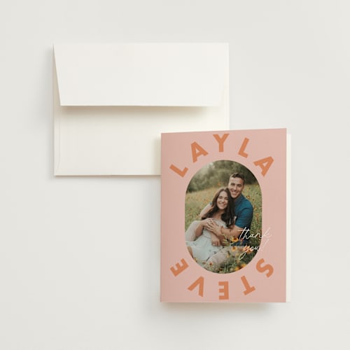 This is a candy wedding thank you cards with standard by Catherine Culvenor called bubblegum printing on strathmore in standard