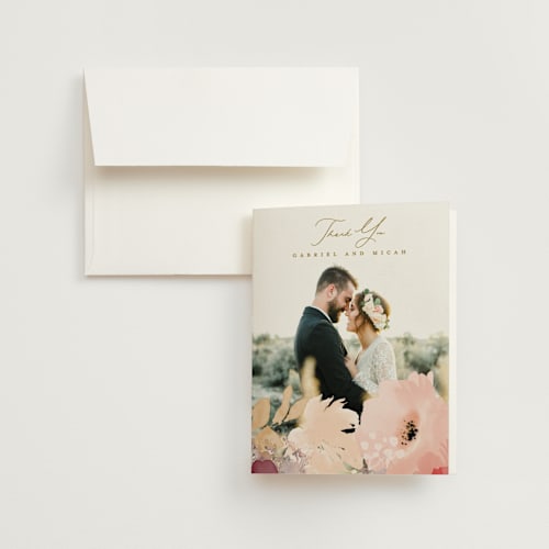 This is a autumn wedding thank you cards with standard by Phrosné Barwood called autumn fest printing on strathmore in standard