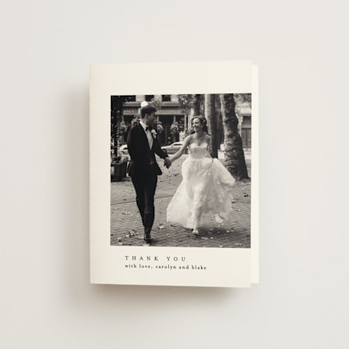 This is a silk wedding thank you cards with standard by Kelly Schmidt called soho printing on strathmore in standard