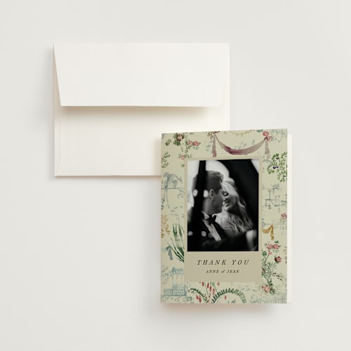 This is a nouvelle wedding thank you cards with standard by Sumak Studio called chinoiserie printing on strathmore in standard
