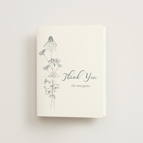 This is a storm wedding thank you cards with standard by Baumbirdy called sketched florals printing on strathmore in standard