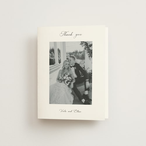 This is a snow wedding thank you cards with standard by Maja Cunningham called poem printing on strathmore in standard