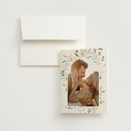 This is a garden wedding thank you cards with standard by Itsy Belle Studio called aster printing on strathmore in standard